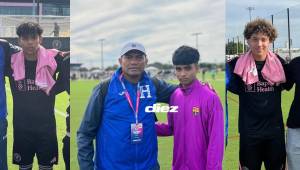 Jefferson Moradel, Alfredo Rodríguez y Leandro Padilla, los tres compitieron en la Messi Cup 2026 y fueron seguidos por el técnico hondureño Edil Pavón.