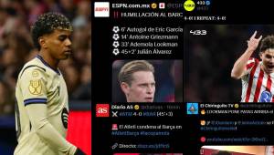 La prensa deportiva reaccionó a la tremenda paliza que le propinó Atlético de Madrid ante el Barcelona en la semifinal de ida de la Copa del Rey.