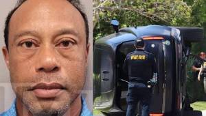Foto policial de Tiger Woods tomada justo después de su arresto luego del accidente vehicular. Imágenes X.