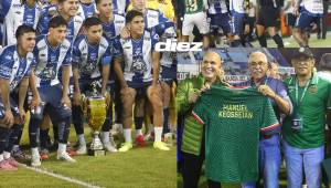 Marathón y Pachuca disputaron el partido en el estadio Morazán de la ciudad de San Pedro Sula con motivo de los 100 años del club de Honduras. Fotos Moisés Valenzuela, Héctor Paz y Linda Kaesbohrer.