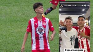”Descansa en paz, hermano”, escribió Luis Palma en sus redes sociales adjuntando una foto con el futbolista de la Liga Mayor de Honduras.