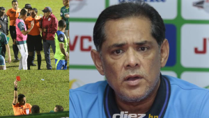 Said Martínez terminó expulsando a tres miembros del Marathón: dos jugadores y el asistente técnico Nerlin Membreño en la visita del cuadro verdolaga al Olancho FC.