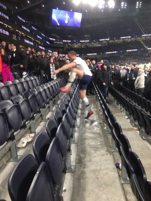 Escándalo: Eric Dier, jugador del Tottenham, sube a la grada y se va a los golpes con un hincha