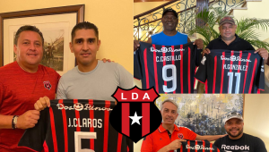 Ciro Castillo, Nahaman Gonzáles, Emil Martínez y Jorge Claros hicieron acto de presencia en el hotel de concentración de la Liga Deportiva Alajuelense.