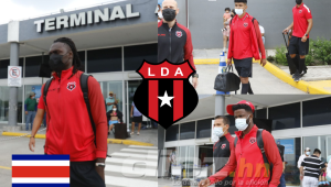 Los futbolistas de la Liga Deportiva Alajuelense no entraron en muchos detalles del partido tras aterrizar en San Pedro Sula.