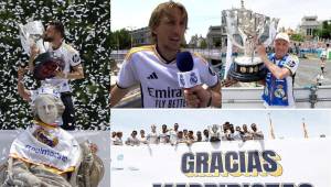 Real Madrid festejó con su afición el título de Liga Española número 36. Se recordó una foto de antaño y los futbolistas disfrutaron el momento antes de la final de la Champions League.
