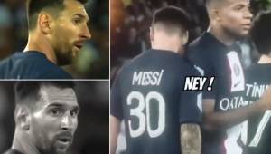 Previo al penal que terminaría ejecutando Neymar, Messi vio con cara de pocos amigos a Mbappé.