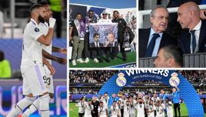 Real Madrid se coronó campeón de la Supercopa de Europa y estas son las imágenes que no se vieron en TV. Ancelotti lo sentencia y dura pancarta contra Barcelona; no se olvidan de Mbappé.