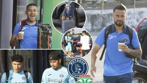Motagua viajó muy de mañana hacia San Pedro Sula para la final de ida; viajaron 'dos borrados' y el referente que va a su última batalla con los azules. FOTOS: Estalin Irías.