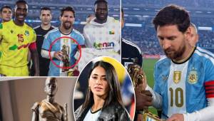El capitán del combinado africano le entregó a Messi una estatuilla antes de que comenzara el partido de despedida en el Monumental. ¿Qué tiene que ver Antonela Roccuzzo respecto al obsequio?