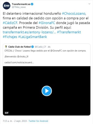 ¡Choco Lozano al Cádiz! Esto dicen los medios españoles de su traspaso
