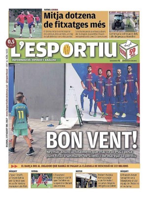 Neymar, protagonista de las portadas por el mundo con su salida del Barcelona