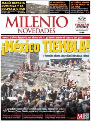 Las portadas de los diarios luego del terror vivido en México