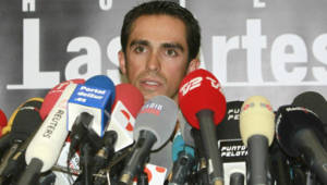 Alberto Contador, ciclista español, durante la conferencia de prensa.