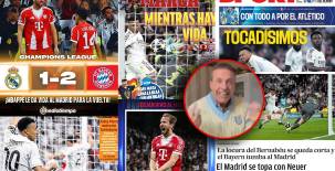 Así reacciona la prensa luego de la derrota del conjunto merengue ante Bayern Múnich en la ida de los cuartos de final de la Champions (1-2).