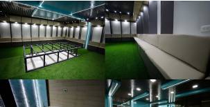 ¡A puro estilo europeo! Así pulen los camerinos del Estadio Juan Ramón Brevé de Juticalpa. ¡Luce espectacular! FOTOS: EMILIO FLORES.