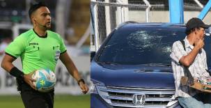 El auto del arbitro mundialista quedó dañado luego de los actos vandálicos afuera del estadio capitalino.