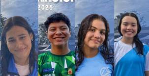 Daylin Benítez, Josué Matute, Giulliana Ramírez y Fernanda Varela, los nadadores que impusieron récords nacionales. Fotos cortesía Fehna.