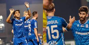 Luis Palma celebra el gol en el encuentro desarrollado en Emiratos Árabes Unidos contra MSK Zilina. Fotos Lech Poznan.