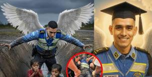 ¡Luto nacional! Kevin Pérez Vargas, el héroe policial que fue arrastrado por las aguas tras rescatar a dos menores ha sido encontrado sin vida lastimosamente.