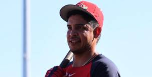 El pelotero hondureño Mauricio Dubón ha estado entrenando para ponerse a tono y demostrar desde el Open Day que está para ser el titular en los Bravos de Atlanta. Foto cortesía: Braves