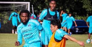 Christopher Meléndez entrenó fuerte para ser de la partida ante Lobos de la UPNFM. Foto cortesía Motagua.