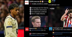 La prensa deportiva reaccionó a la tremenda paliza que le propinó Atlético de Madrid ante el Barcelona en la semifinal de ida de la Copa del Rey.