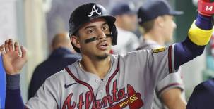 El pelotero hondureño, Mauricio Dubón volvió a destacar con los Bravos de Atlanta en la serie frente a Los Angelinos. Fotos cortesía