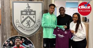 Maynor Figueroa y Sandra Norales siendo parte de la presentación de Keyvan con el Burnley.