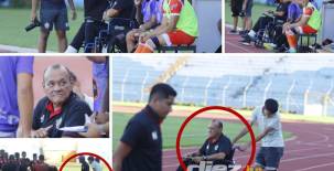 Carlos Orlando Caballero, entrenador del Lone FC, tiene una enfermedad que le está imposibilitando caminar. El exmundialista dirigió en silla de ruedas en Liga de Ascenso. FOTOS: Neptalí Romero.