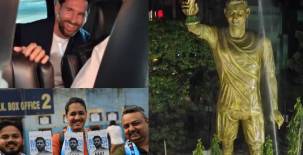 Lionel Messi arribó con sus compañeros Luis Suárz y Rodrigo de Paul al continente asiático. Fotos EFE y redes sociales.