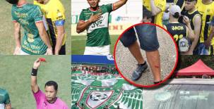 ¡Partido de locos! Dos expulsiones en 20 minutos, Alexy Vega fue el héroe verdolaga y enfrentamiento entre las barras de Marathón y Real España al finalizar el partido. (FOTOS: Neptalí Romero y Moisés Valenzuela)