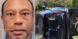 Foto policial de Tiger Woods tomada justo después de su arresto luego del accidente vehicular. Imágenes X.