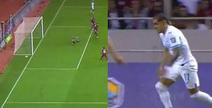 Luis Palma en el momento del remate que finalmente se estrelló en el poste. Imágenes captura.