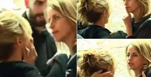 La madre de Piqué toma de la cara a Shakira y seguidamente le dice guarde silencio.