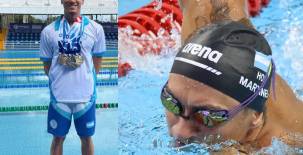 Gabriel Martínez mostrando con orgullo las tres medallas de oro que ganó en los Juegos Centroamericanos en Guatemala 2025.