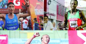 Amado García (Guatemala, abajo de la foto) es el máximo ganador en la Maratón de la PRENSA-GATORADE con cinco títulos en la historia. El keniano Hillary Kimaiyo fue campeón en dos ocasiones. FOTOS: LA PRENSA.
