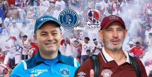 El español Javier López y el uruguayo Eduardo Espinel, otra vez frente a frente en la Liga Hondubet. Fotos cortesías DIEZ, Olimpia y Motagua.