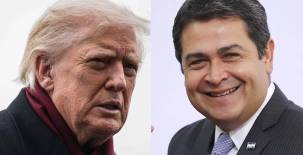 Donald Trump, presidente de Estados Unidos y Juan Orlando Hernández, exmandatario de Honduras. Fotos intentet.