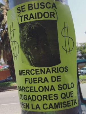 ¡Los carteles que aparecieron en Barcelona en contra de Neymar!