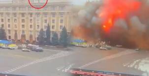 El impactante video de un misil ruso explotando en uno de los edificios de Járkov, la segunda ciudad más grande de Ucrania