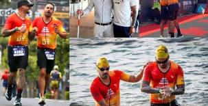 Hondureño destaca en histórica primera edición del Ironman 70.3 El Salvador junto a atleta no vidente colombiano.