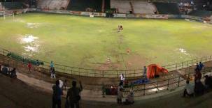 El estadio Juán Ramón Brevé se vio muy afectado por las lluvias. (Foto cortesía Juticalpa FC)
