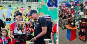 Ricardo Zúniga entregando la copa bañada en oro al campeón de la Condor Cup 2024.