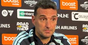 El entrenador de la Selección de Argentina, Lionel Scaloni, en conferencia de prensa tras vencer a Honduras en este amistoso en Texas.