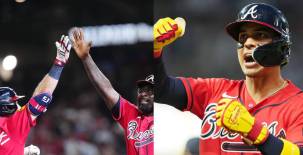 Festejos de los Braves con un Mauricio Dubón imponente ante los Cerveceros. Fotos Atlanta Braves.