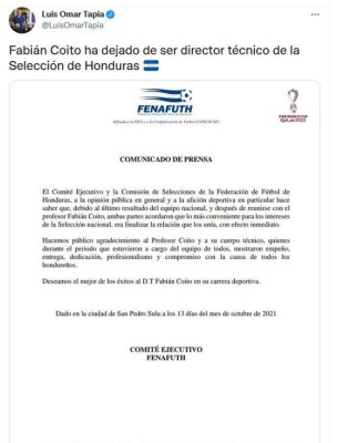 La prensa deportiva reacciona tras el despido de Fabián Coito de la Selección de Honduras