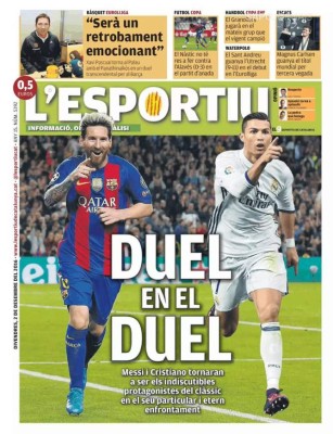 El clásico Barcelona-Real Madrid acapara las portadas en Europa