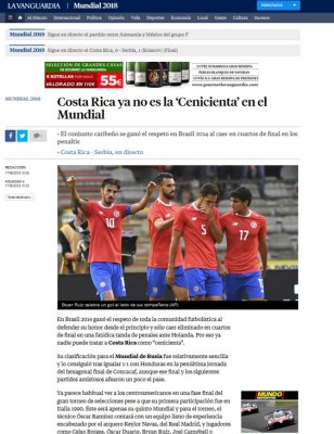 Prensa de Costa Rica: 'Se apaga la ilusión de los octavos en Rusia'