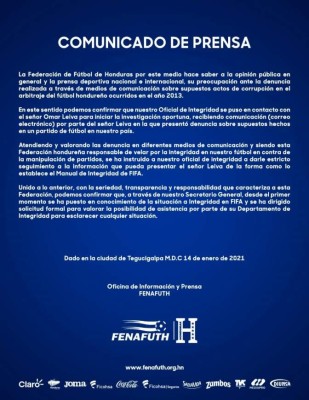 Fenafuth anuncia que abrirá investigación por supuesta corrupción y pide ayuda a FIFA